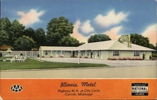 Corinth, Mississippi MS Illinois Motel Tichnor Chrome Original Vintage Postcard