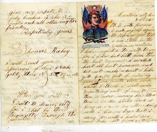 Civil War Patriotic Lettersheet Colorado territorial letter Col. Ellsworth