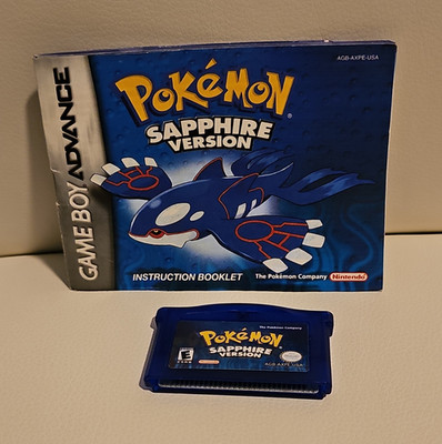 Authentic Nintendo Pokémon Sapphire Version GBA 2003 w/ Manual