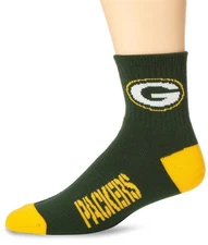 Green Bay Packers Socks Quarter Length Large Size Mens 10-13 Shoe NEW! NFL
