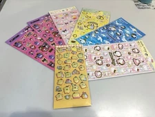 Sanrio Sticker Set 7pcs Pompompurin Hello Kitty Cinnamoroll Kuromi Foil Stamping