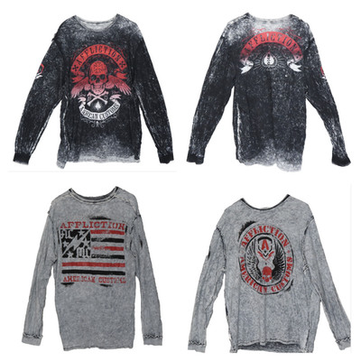 Affliction Reversible T Shirt Mens XL Gray Black American Customs Skull Wing Tee