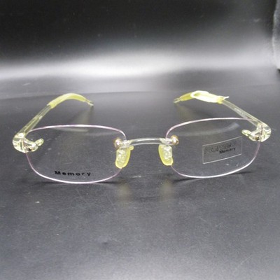 Romeo Memory Rimless Eyeglass Frames Clear Yellow Temple Lightweight Unisex
