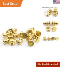 Versatile 8PCS Sam Browne Brass Button Studs for Leather Craft - Gold Finish
