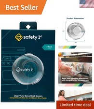 Child Proof Clear View Stove Knob Covers - Set of 5 for Kitchen Safety