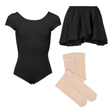 Cap Sleeve Leotard Outfit with Leotard, Skirt, Tights for Toddlers/Little Gir...