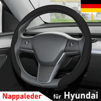 Für Hyundai Neustes Nappaleder Auto Lenkradbezug, Mode Anti-Rutsch-Leder 15 Zoll