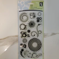Inkadinkado CIRCLES AND DOTS #97631 Clear Cling Stamps Set of 15 NEW