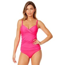 Anne Cole Pink Punch Twist Front Underwire Tankini Swim Top Size 36C/38B NWT