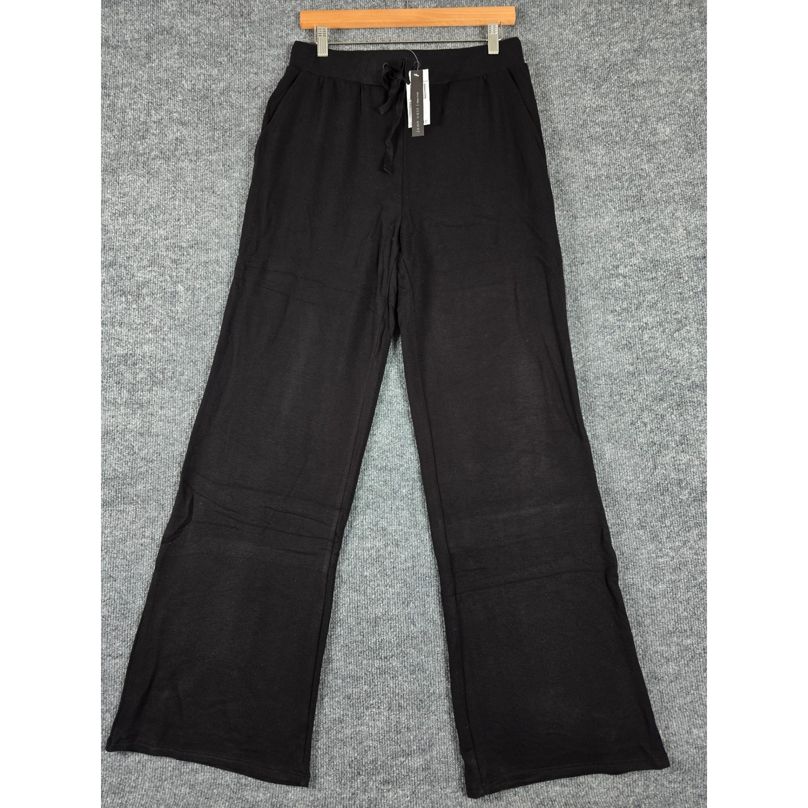 Joan Vass Rayon Blend New York Black Wide Leg Lounge Pants Women's Size Medium
