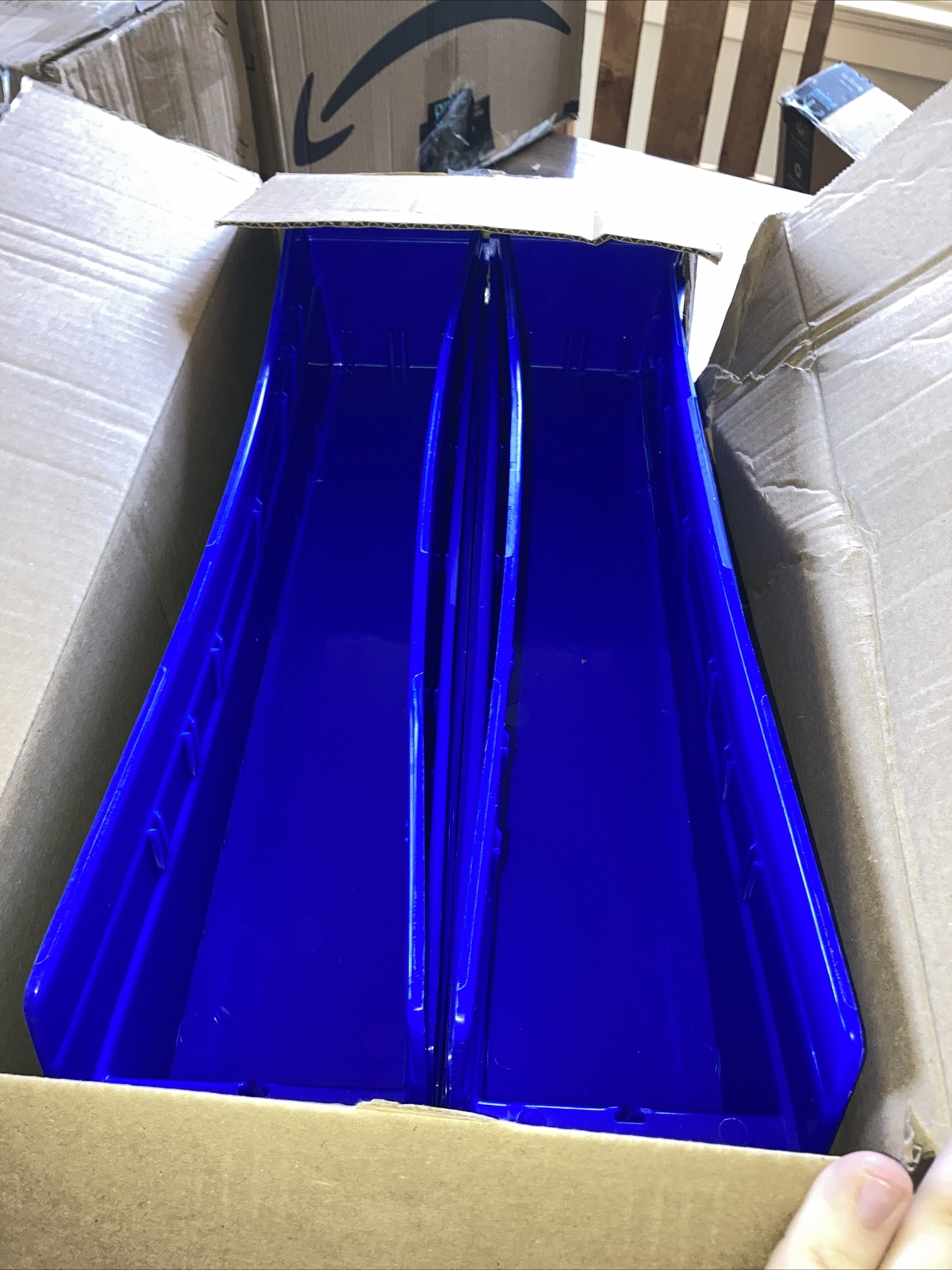 AkroMils 30128 Plastic Nesting Shelf Bin Box 18Inx 4In x 4In Blue