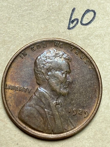 1929 (P) LINCOLN WHEAT CENT, AU  "Almost Uncirculated" condition coin, #60