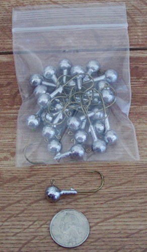 JIGHEADS 25 1/4 oz. ROUND TAPERED BARB COLLAR UNPAINTED JIG HEADS