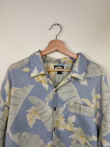 Tommy Bahama Blue 100% Linen Hawaiian Button Up Shirt Size XL Tropical Travel - Picture 5 of 12