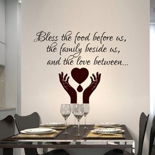 Quote Wall Decals Prayer Bless the food before Decal Vinyl Sticker Bedroom MN457