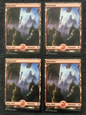 MTG Magic 4 x MOUNTAIN #266 x 4 - Battle of Zendikar [FULL ART BASIC LAND]
