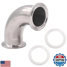 DERNORD 1-1/2" Tube OD Sanitary Ferrule Elbow 90 Degree Pipe Fitting with 2 S