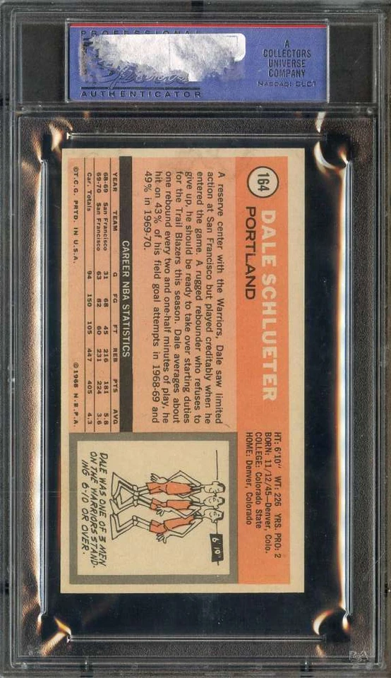 1970-71 TOPPS #164 DALE SCHLUETER PSA 8 BLAZERS - Image 2 of 2