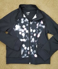 AVIA Sport Black Gray Pink dots Moisture Wicking Track Spring Jacket Girls 10/12