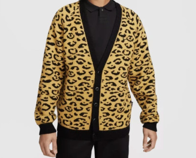 NIKE SPORTSWEAR CIRCA  LEAPORD  PRINT CARDIGAN (WHEAT GOLD/BLACK/WHITE) NEW
