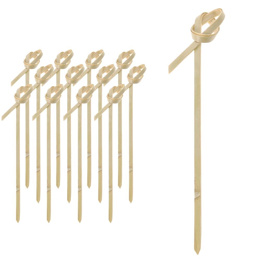 50x Zahnstocher Bambus-Spieße Snackstick für Fingerfood Snacks mit Schlaufen 9cm