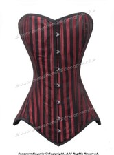 26 Double Steel Boned Waist Training Brocade Stripe Long Overbust Shaper Corset