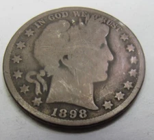 UNITED STATES 1898 BARBER  HALF DOLLAR  GOOD OR BETTER CONDITION*