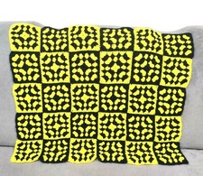 Handmade Crochet Baby Blanket Lap Afghan Wrap Throw 40 x 32 in. Black & Yellow