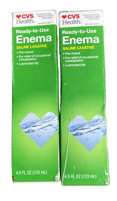 CVS Saline Enema Latex Free Laxative Constipation Relief 4.5 OZ Lot Of 2
