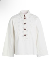 See By Chloé Women's Broderie Anglaise Denim Jacket - White Size 34