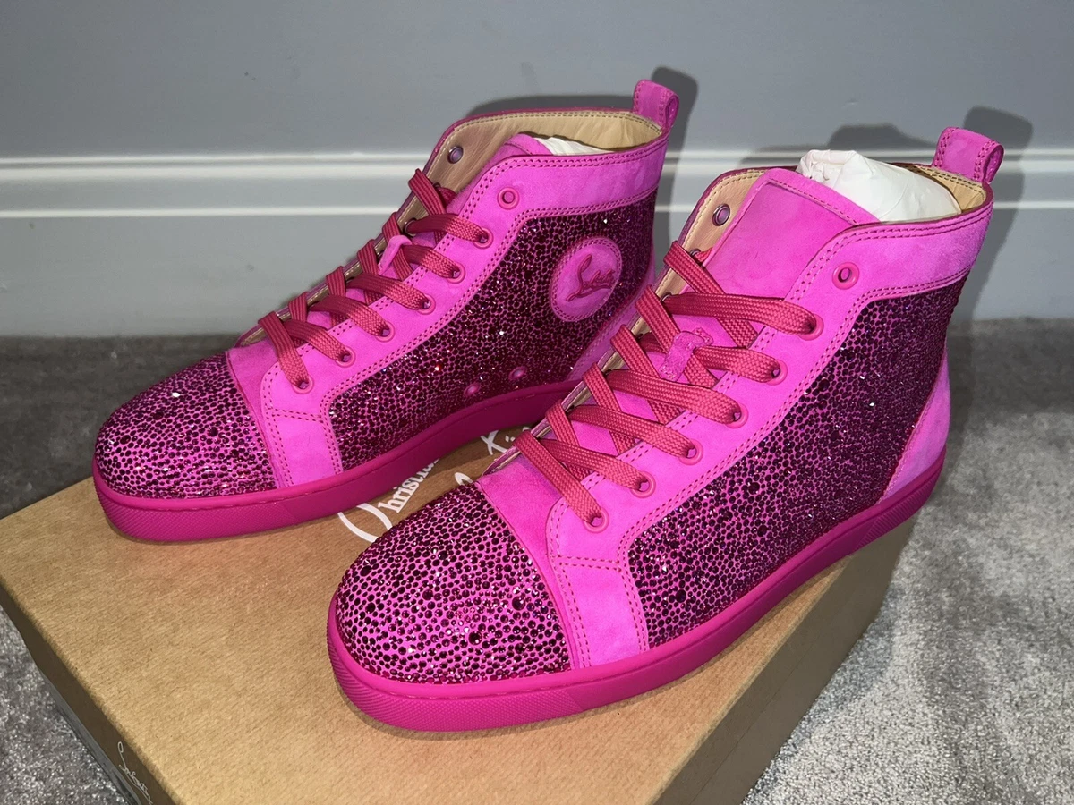 Christian Louboutin Louis Flat Strass Diva Pink Velour Sneakers | eBay