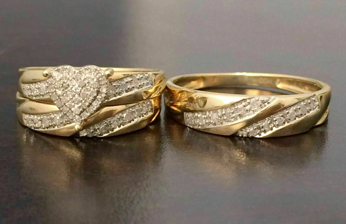 Ebay gold cheap wedding ring sets