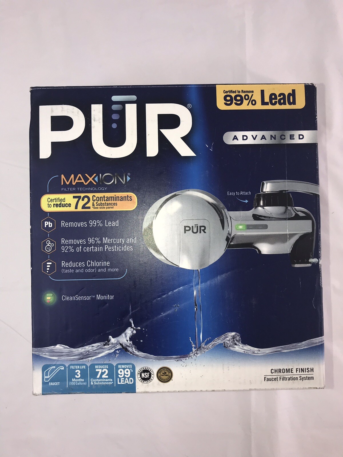 Pur Advanced Faucet Water Filter Pfm450s Stainless Steel Style