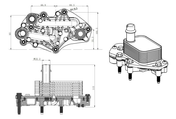 NRF 31842 Oil Cooler, Engine Oil For Opel Vauxhall-image