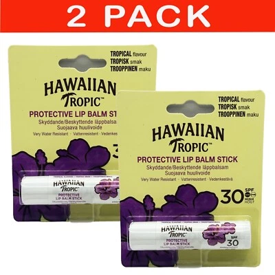 HAWAIIAN TROPIC PROTECTIVE LIP BALM STICK TROPICAL FLAVOUR SPF 30 2 PACK X 4G