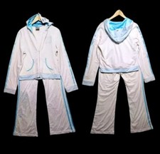Miken - Michael Jordan MJ 2pc Tracksuit Women's L Hoodie Pants White & Blue NEW