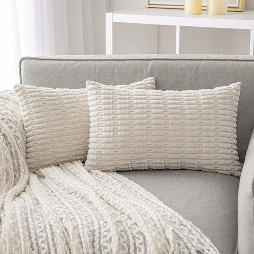 Pack of 2 Cream White Pillow Covers Decorative Throw Pillows 12X20 Inch for Couc