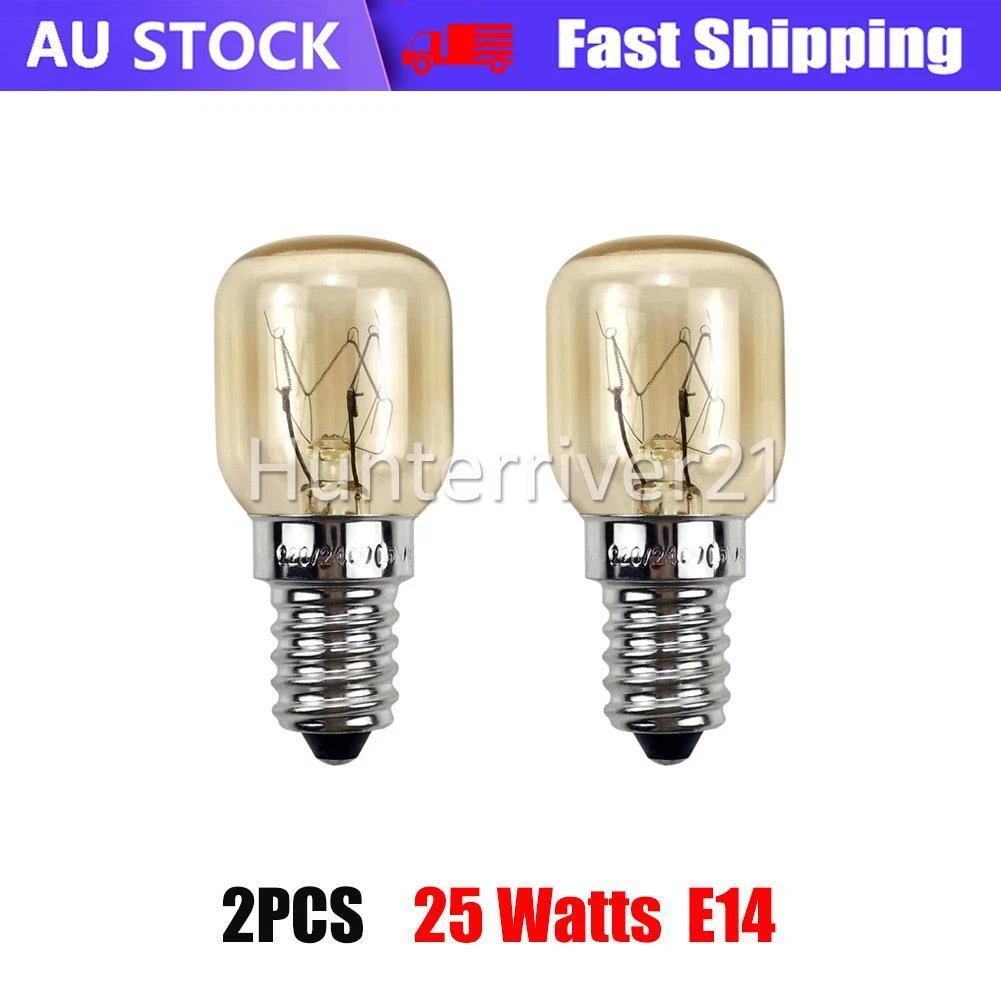 2 Pack E14 Screw Tubular Clear Bulb Light 25W For Oven Fridge and Microwave