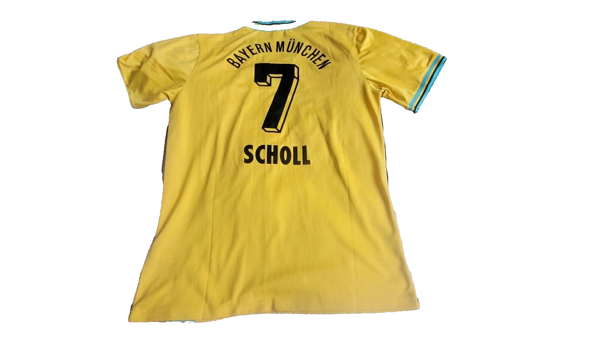 Trikot ⚽ Scholl #7 adidas Gelb Opel Gr XL Bayern München 95/96