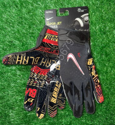 Nike NFL OBJ PE Vapor Jet 6.0 Football Gloves Black Red Mutli BLAH