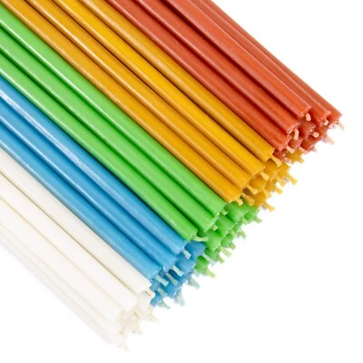 50 Stk Mehrfarbiger Bienenwachskerzen 5 Farben  №140: gelb, grün,rot, blau, weiß - Bild 1 von 4