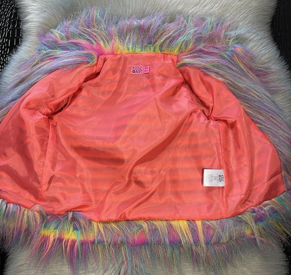Chaqueta de piel Kidz Art para niñas multicolor arco iris talla 3Y ¡Linda! Foto 3 de 4