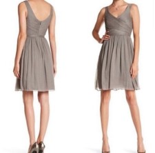 J.Crew Women  s Heidi Bridesmaid/Formal Silk Chiffon Pleated A-Line Dress Gray 8