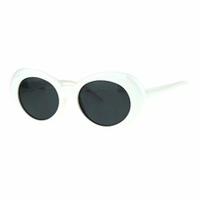 Womens Vintage Fashion Sunglasse Oval Cateye White Frame Color Lens UV 400