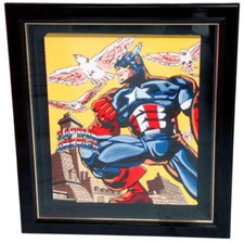 Steve Kaufman " Captain America " Silkscreen Print Autograph H 27.7 x W 24.8 in