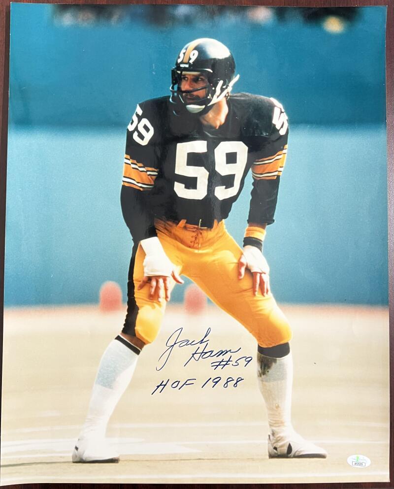 Jack Ham Autographed Signed Pittsburgh Steelers Pittsburg Steelers HOF 16"x 20" Poster JSA Authentic 