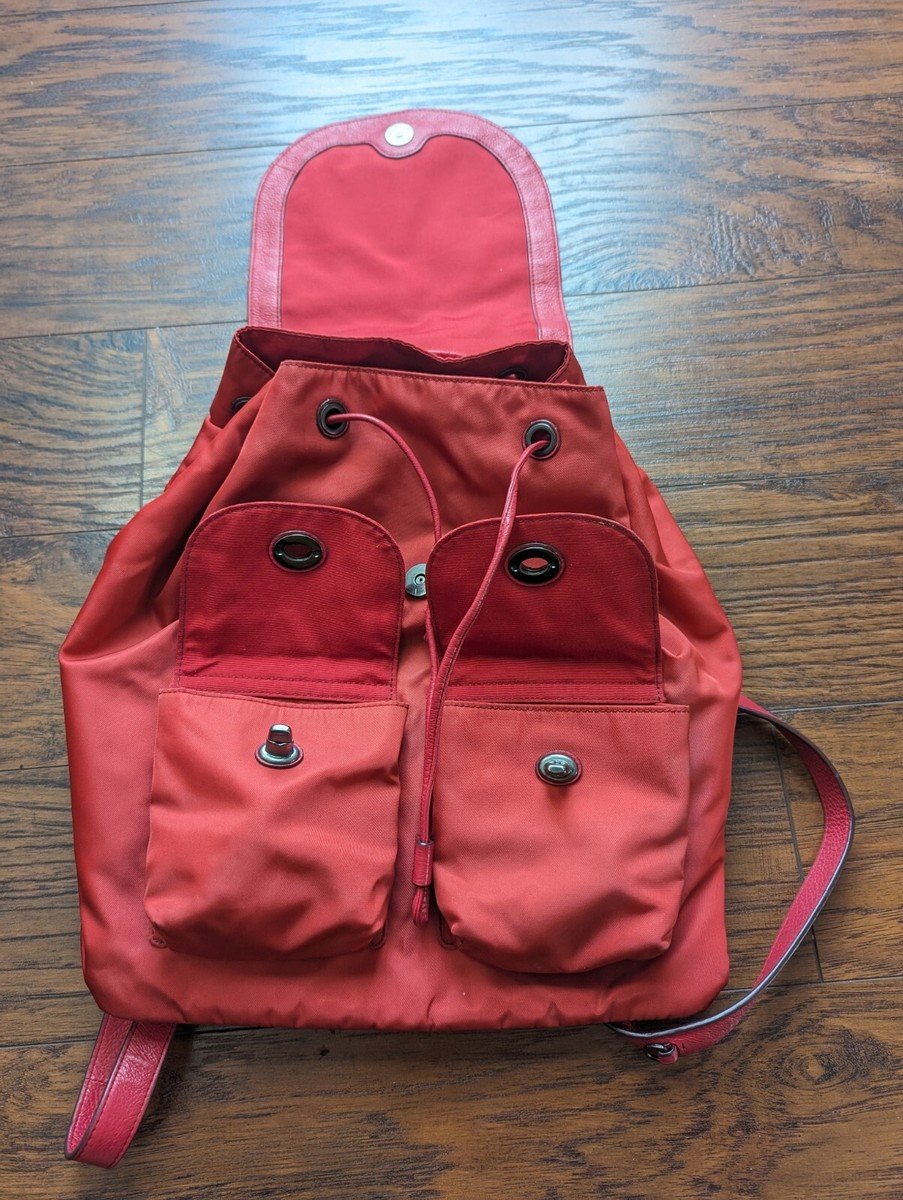 Coach F58814 Nylon BackPack ANTIQUE Silver/True Red | eBay display picture 1