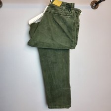 Vtg LL Bean Green Women's High Waisted Denim Pants Size 12 Made in USA Elastic
