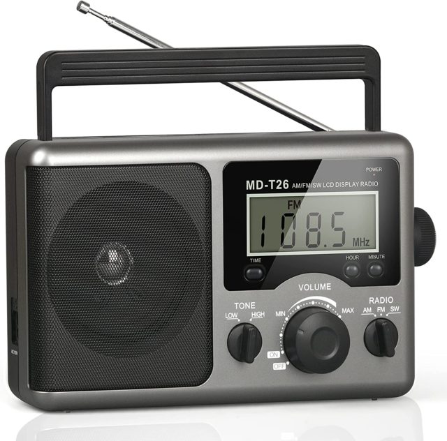 Portable AM FM Shortwave Radio Battery Operated Radio by 4D Cell Batteries or AC