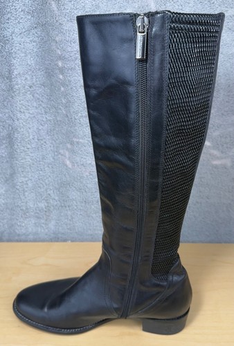 Bota alta de cuero negra Aquatalia Obsession panel elástico resistente a la intemperie talla 8,5 - Imagen 6 de 18